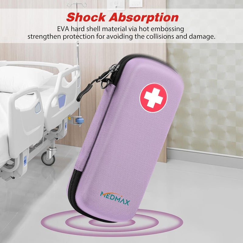 MEDMAX Epipen Medical Carrying Case, Hard Shell EVA Shock Absorption Travel Medication Organizer Bag Emergency Medical Pouch Holds 2 EpiPens, Asthma Inhaler, Auvi-Q, Allergy Supplies (Lavender Purple) - Image 3